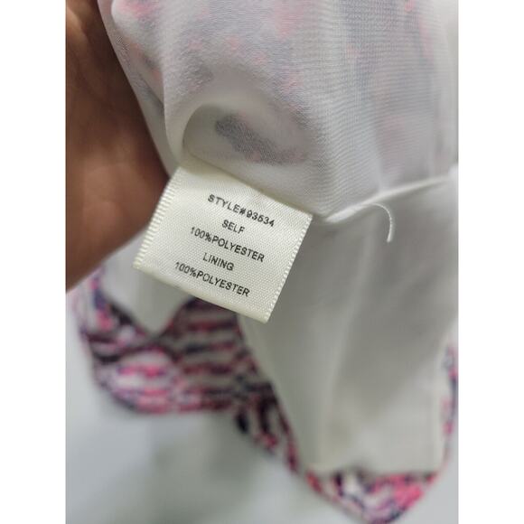 Skies Are Blue Womens Small Dress Blue Pink Criss Cross Back V Neck Lined Mini - Picture 6 of 12